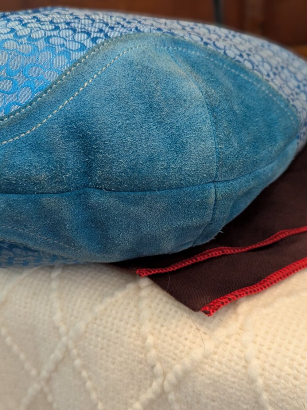 Coach Blue Signature Suede Hobo Bag #1461 - Picture 7 of 14